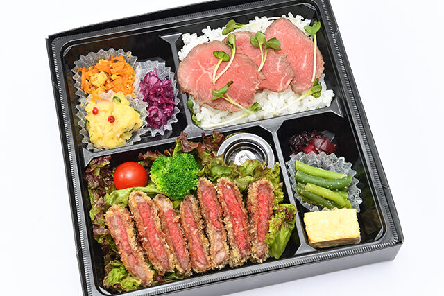 牛かつとおにまる名物ローストビーフ重(白米)