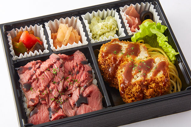 自家製ローストビーフご飯と松阪ポークのメンチカツBOX