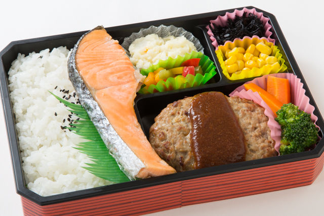 ハンバーグ弁当【鮭のせ御飯】