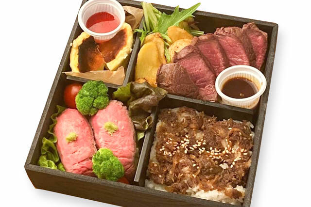 リブロースステーキと黒毛和牛ローストビーフ御膳