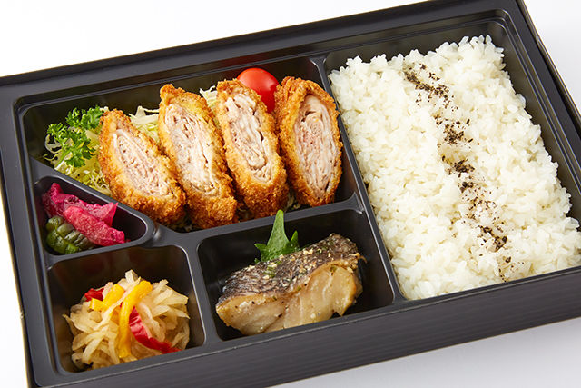 ミルフィーユカツと黒メバルの塩麹焼き弁当