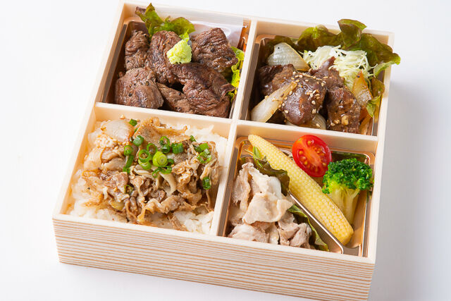 サイコロステーキ&焼肉ハラミとカルビ重御膳