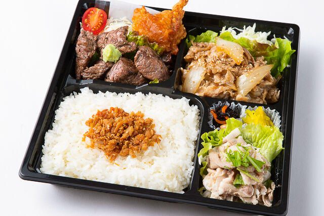 サイコロステーキ&焼肉カルビ&しゃぶしゃぶ御膳