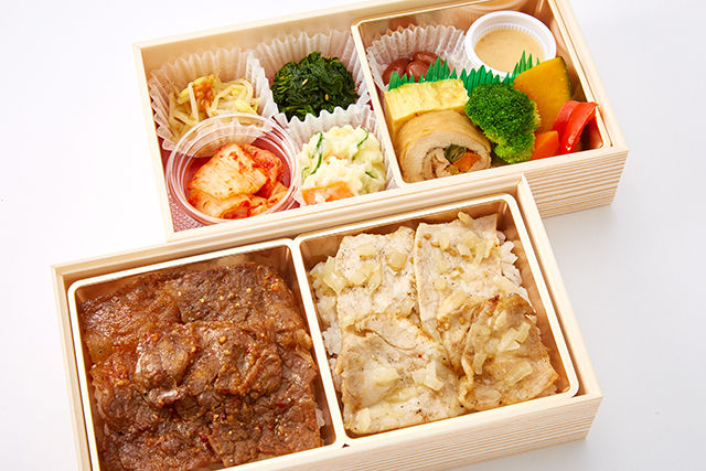 黒毛和牛と塩豚ロース2段弁当