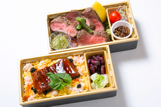 【冬限定】熟成牛ランプステーキと炭火焼き鰻のキャビア蟹ちらし二重弁当