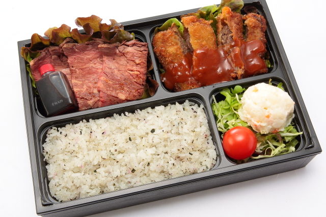 牛ハラミステーキとビフカツの贅沢弁当