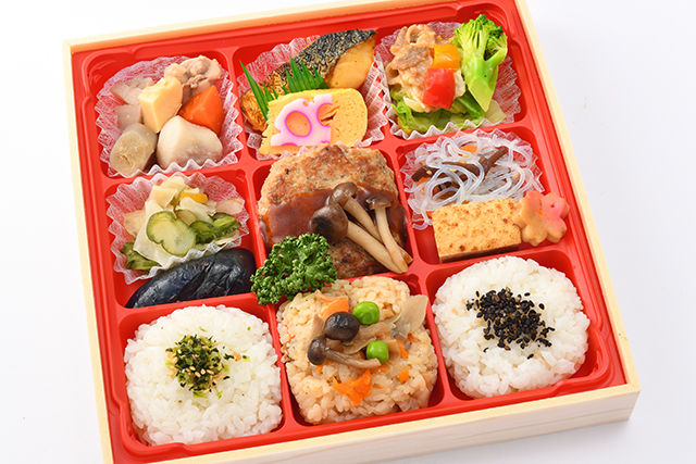 ハンバーグと五目炊込み御飯の9枡膳