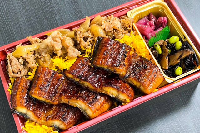 石垣和牛の牛丼と鹿児島産鰻蒲焼の合盛り重