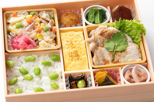 ポークステーキの彩り御膳(枝豆ご飯)