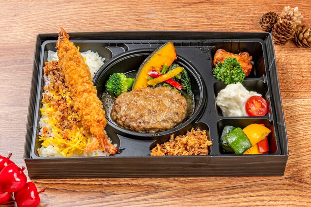 海老フライとハンバーグのコンビ弁当