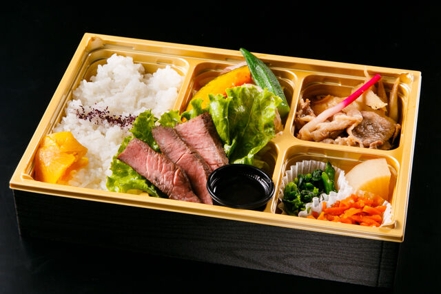 高級ステーキ弁当 あおい亭-国産F1牛ランプステーキと和牛すき焼き御膳