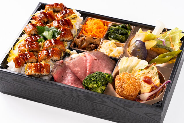 鰻のひつまぶしと熟成ローストビーフ御膳