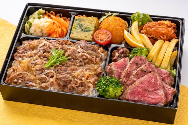 国産牛の牛飯とステーキ御膳