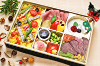ビフテキのキムラ-【クリスマス限定】ローストビーフと厚切り牛タンサラダ季節のパエリア弁当