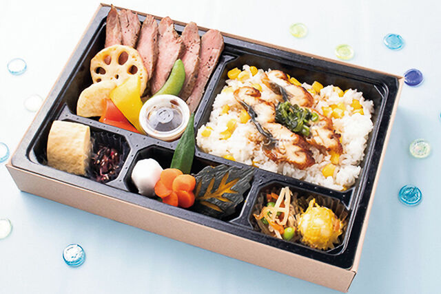 料理屋 KEN-【夏限定！】【ECO容器】厳選ビーフステーキと旬の鰻ととうもろこしご飯御膳