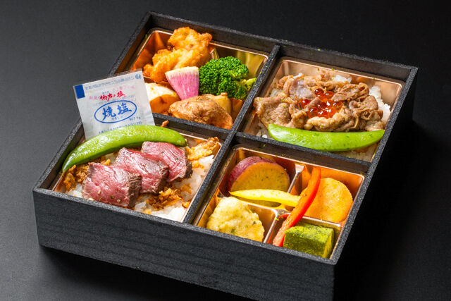 酒肴屋くやすけ-撫子～Nadeshiko～より香ばしくなった国産牛ステーキ重と熟成牛すき重御膳