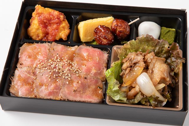 おもてなしの心 三心-特製ダレの生姜焼きとローストビーフ重の贅沢御膳