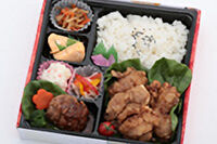 肉匠 喜楽-【熨斗対応可】秘伝の唐揚＆黒毛和牛手ごねハンバーグステーキ弁当