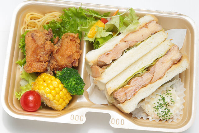 【熨斗対応可】照り焼きチキンサンド＆唐揚げ・季節の8種サラダ
