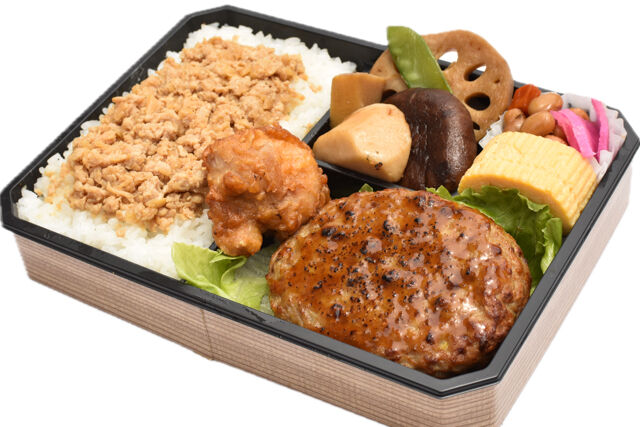 小江戸オハナ-COEDO蔵の街 鶏そぼろ御膳（特製ハンバーグ＆唐揚げ）
