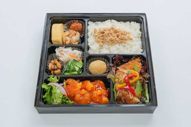 中華ダイニングume咲-白身魚の甘酢あんかけ×海老チリ まんぷく中華弁当