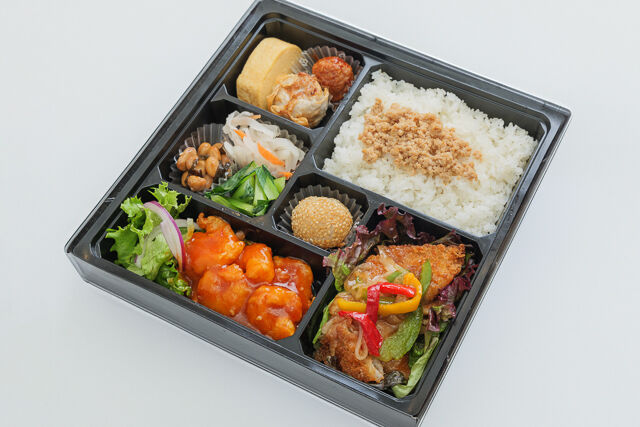 中華ダイニングume咲-白身魚の甘酢あんかけ×海老チリ まんぷく中華弁当