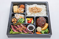 牛タンハンバーグ×ステーキふぅふぅ-牛タンハンバーグ＆サーロインステーキ弁当