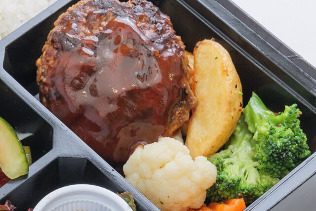 牛タンハンバーグ×ステーキふぅふぅ-牛タンハンバーグ＆サーロインステーキ弁当