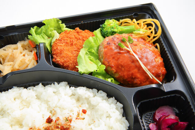 弁当工房あかね堂-茜ビーフコロッケ＆デミハンバーグ弁当