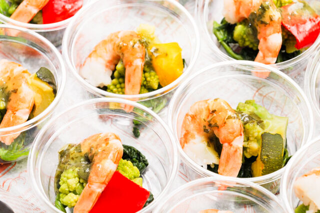 エビとロマネスコのバジリコソース