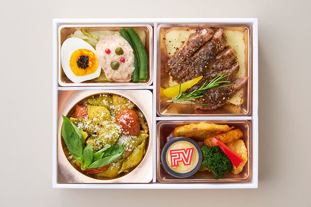 ポンテベッキオ（大阪店）-ジェノベーゼとセミドライトマトのパスタ＆ブラックオリーブソースのステーキ