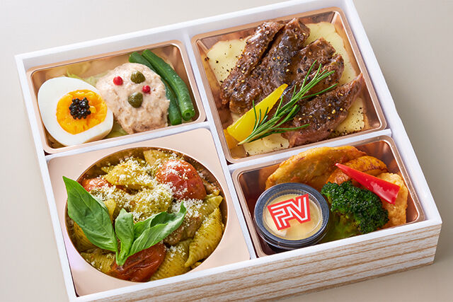 ポンテベッキオ（大阪店）-ジェノベーゼとセミドライトマトのパスタ＆ブラックオリーブソースのステーキ