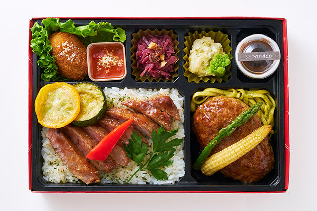 大阪・北新地 イタリア料理 YUNiCO（北九州店）-【北新地イタリアンBOX】ステーキ＆ハンバーグ～シャリアピンソース～
