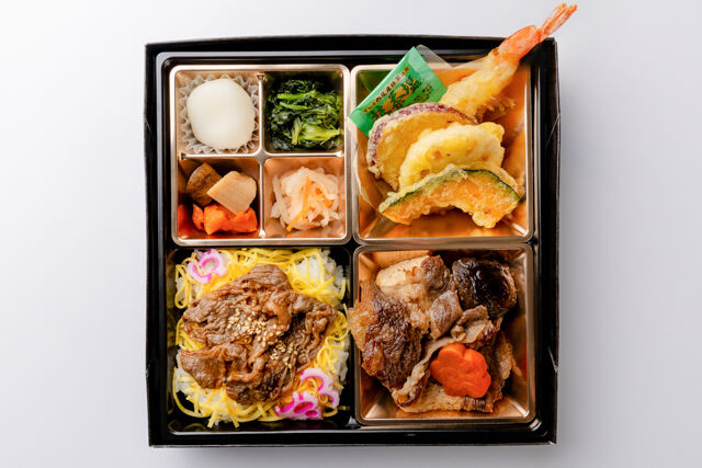 和弁当 彩葉（いろは）-最高級A5ランク黒毛和牛ちらしと牛すき焼きと天ぷらと出汁の幕の内御膳
