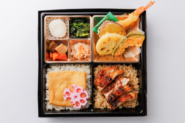 和弁当 彩葉（いろは）-鶏の照り焼きと天ぷらと出汁の幕の内御膳