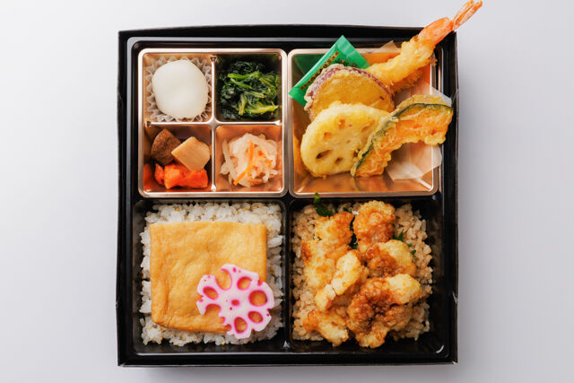 和弁当 彩葉（いろは）-白身魚の甘酢あんと天ぷらと出汁の幕の内御膳