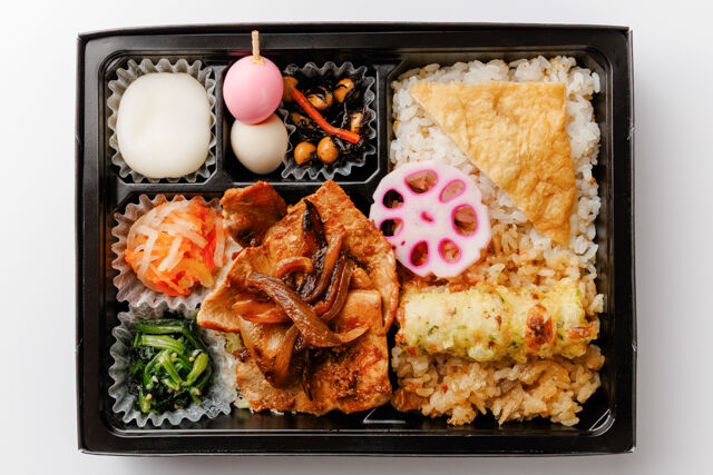 和弁当 彩葉（いろは）-2種ご飯と黄金比率の豚の生姜焼き弁当