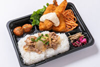 お弁当FACTORY デリ弁-海老フライ＆アジフライと豚生姜焼きご飯弁当