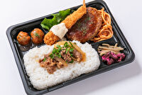 お弁当FACTORY デリ弁-【牛焼肉のせ】海老フライ&amp;ハンバーグ