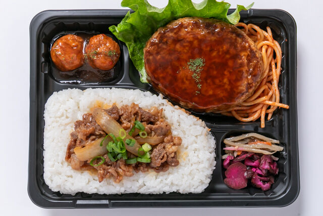 お弁当FACTORY デリ弁-【牛焼肉のせ】特製ソースのハンバーグ