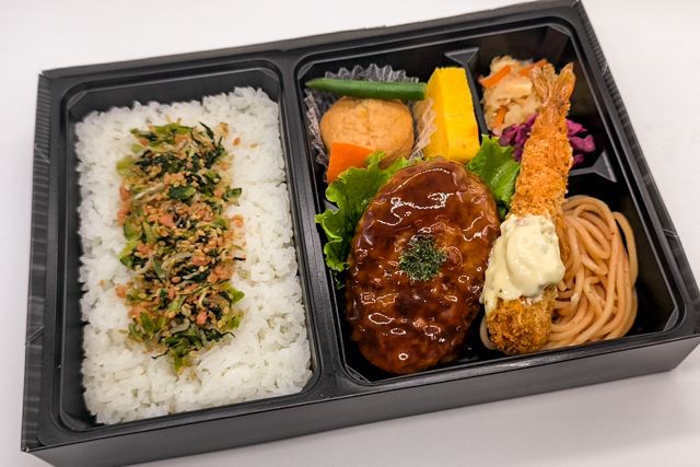 お弁当FACTORY デリ弁-海老フライとハンバーグの御膳