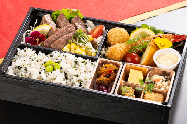 恵比寿膳（静岡店）-琴～手仕込みエビフライと特製牛ステーキ～（わかめご飯）