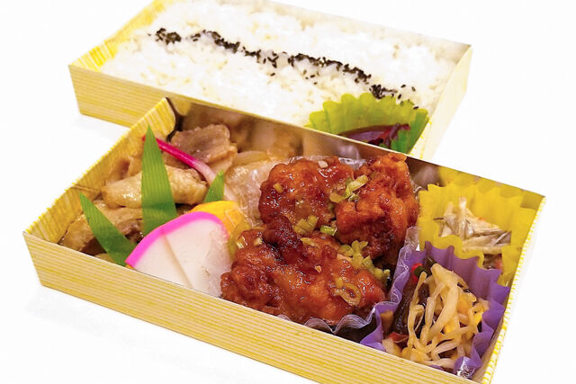 だぶるめいん-油淋鶏（鶏の薬味ソース掛け）×豚の生姜焼き弁当