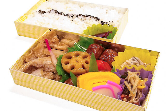 だぶるめいん-豚の生姜焼き×肉団子と野菜の黒酢餡かけ弁当