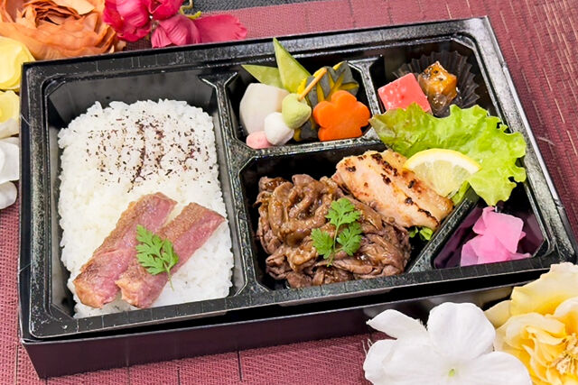 京都弁当 檸檬～れもん～-京（きょう）A5黒毛和牛焼肉と柔らかステーキ＆鶏肉の西京焼き御膳