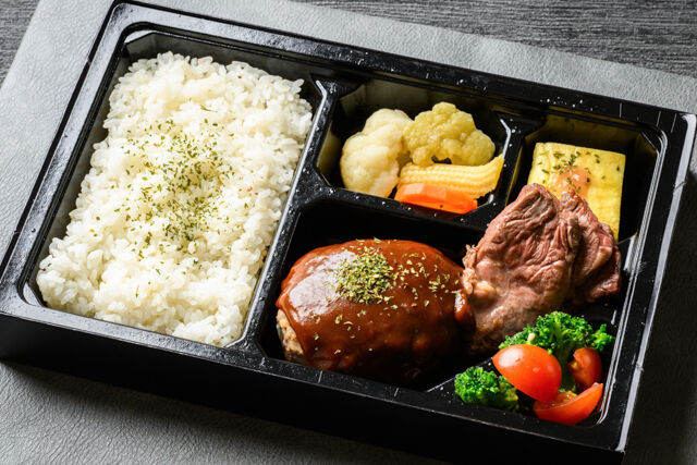 和洋肉膳たまさか-デミハンバーグと牛サガリステーキ弁当