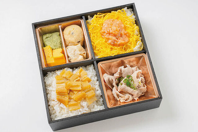 穴子と鮭トロ重と豚しゃぶ弁当