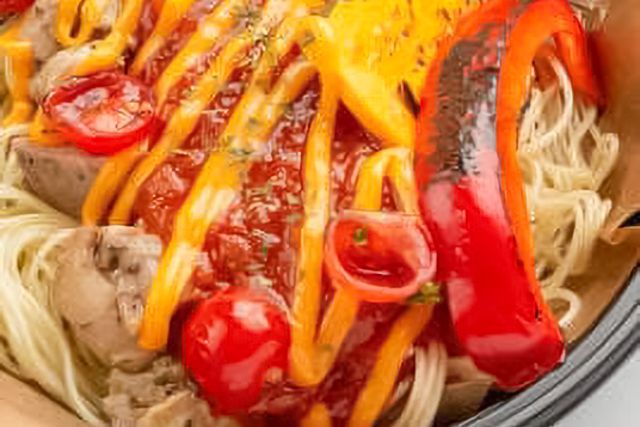 グリルチキンチーズトマトソース〜焼き野菜パスタ添え〜