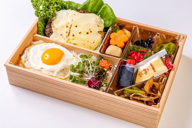 肉懐石 大かわ-炙りチーズ日の出ハンバーグと豚の生姜焼き御膳