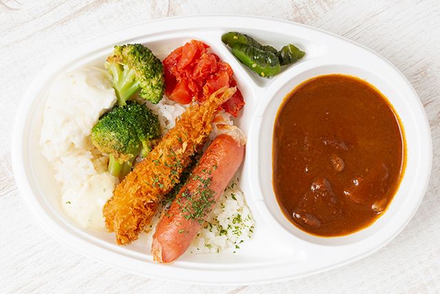 肉のしみず／肉が美味しい丼とお弁当 早朝深夜対応可能-とろとろ牛スジ煮込みハヤシライスとエビフライ